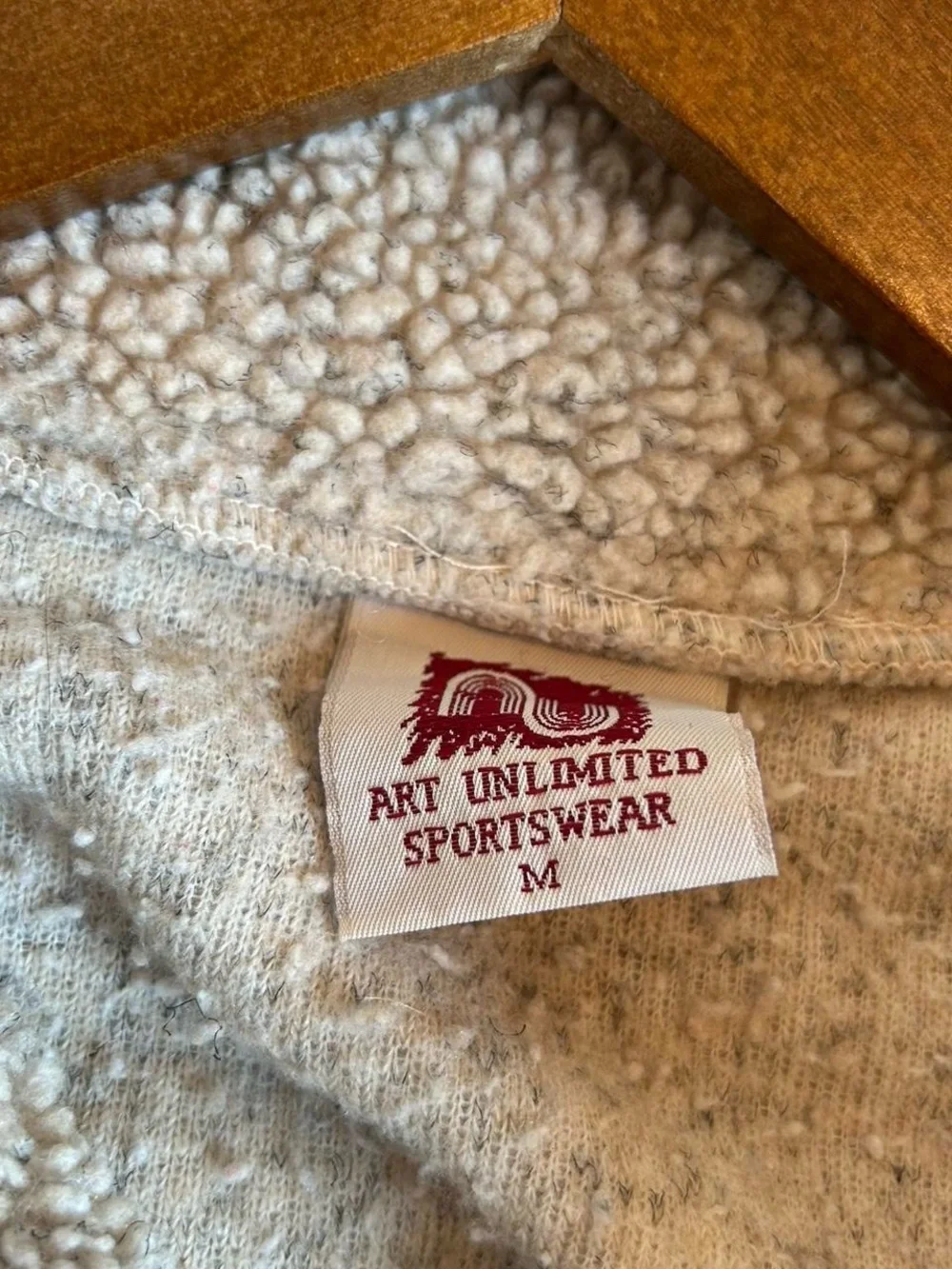 1990s Sherpa Quarter-Zip Sweatshirt in Tan - Pine Needle Embroidery